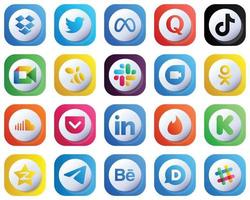 Cute 3D Gradient Social Media Icon Set 20 icons such as google duo. swarm. douyin and google meet icons. High-Resolution and Unique vector