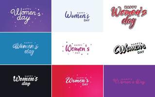 Set of Happy International Woman's Day signs. emblems. and design elements vector collection of signs. labels. and badges