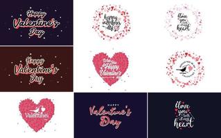 Valentine's word art design with heart-shaped backgrounds vector