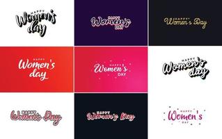 March 8 typographic design set with Happy Women's Day text vector