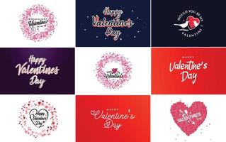 Happy Valentine's Day hand-drawn lettering vector illustration suitable for use in design of flyers. invitations. posters. brochures. and banners