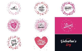 Love and Valentine's word art design with heart shapes vector