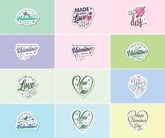 Heartfelt Typography Stickers for Valentine's Day vector