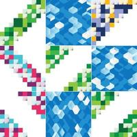 Square blue geometrical abstract background pack of 9 available vector