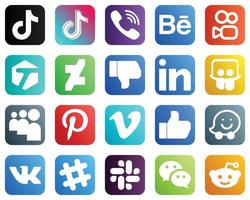 20 íconos minimalistas de redes sociales como myspace. profesional. comportamiento Linkedin y no me gustan los iconos. profesional y de alta definición vector