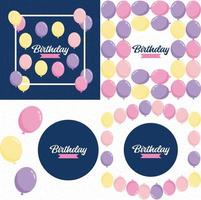 Birthday in a playful hand-drawn font with a background of balloons vector