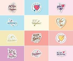 Celebrating Love on Valentine's Day with Beautiful Typography and Graphics Stickers vector