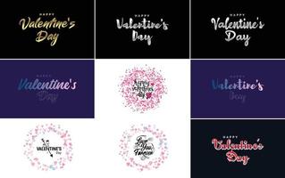 Happy Valentine's Day typography poster with handwritten calligraphy text. vector