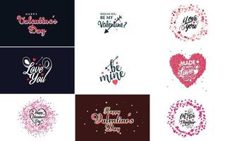 Happy Valentine's Day greeting card template with a romantic theme and a red and pink color scheme vector