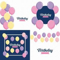 Birthday text with balloons set vector