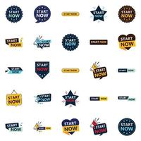 Start Now 25 Fresh Typographic Elements for a lively call to action campaign vector