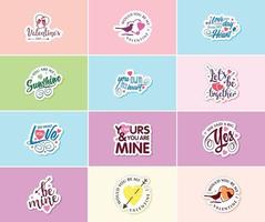 Celebrating Love on Valentine's Day with Beautiful Typography and Graphics Stickers vector