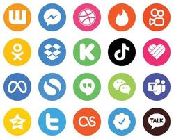 Flat Circle White Icon Pack meta. dropbox. china and douyin 20 Fresh Icons vector