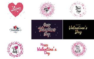 Happy Valentine's Day hand lettering calligraphy text and heart. isolated on white background vector illustration