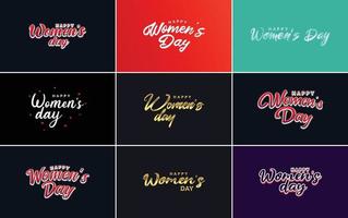 Happy Women's Day typography design set vector