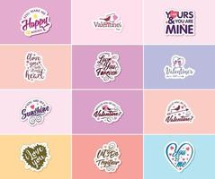 Heartwarming Valentine's Day Typography and Graphic Design Stickers vector