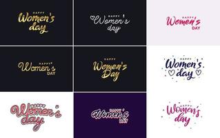 March 8th typographic design set with Happy Women's Day text vector