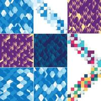 Square blue geometrical abstract background pack of 9 available vector