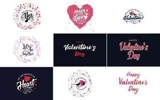 Happy Valentine's Day typography poster with handwritten calligraphy text. isolated on white background vector illustration