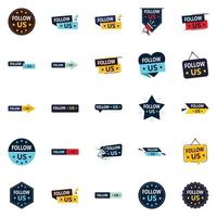 25 Versatile Follow Us Graphic Elements for all Social Media Platforms vector