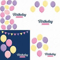 Happy Birthday announcement poster. flyer. and greeting card in a flat style vector