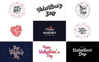 Happy Valentine's Day typography poster with handwritten calligraphy text. isolated on white background vector illustration