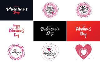 Happy Valentine's Day and Love calligraphy greeting card templates with a heart theme vector