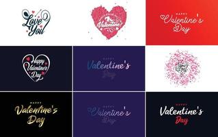 Happy Valentine's Day and Love calligraphy greeting card templates with a heart theme vector