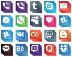 3D Social Media Brand Icons 20 pack such as blogger. lastfm. mail. vk and likee icons. Fully editable and professional vector