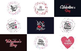 Love word art design set with heart shapes vector