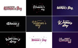 Happy Women's Day typographical design elements set for greeting cards vector