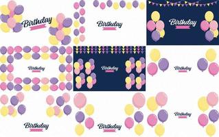 Birthday banner with balloon frames in cartoon style suitable for holiday greeting cards and birthday invitations vector