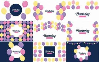 Birthday in a colorful font with a pastel color scheme and bunting vector