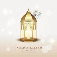 Ramadan Kareem background, traditional golden lantern for Islamic greeting. 3D vector illustration.
