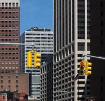 Traffic lights on the streets of Manhattan photo