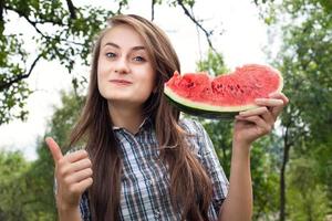 woman and watermelon photo