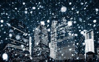 Winter Manhattan in the snowfall photo