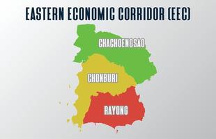 fondo del corredor económico oriental o mapa eec en tailandia vector