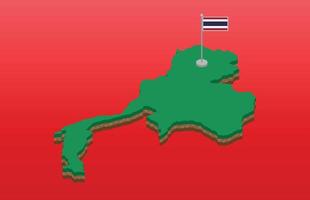isometric background technology of Thailand flag with map vector