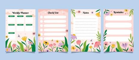 conjunto de plantillas de diario de primavera vector