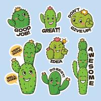 Set of Cactus and Succulents Stickers vector