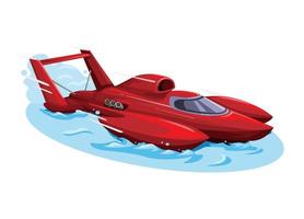 vector de ilustración de dibujos animados rojo de carreras de botes de hidroavión