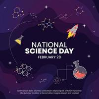 Square national science day background with outer space and stars