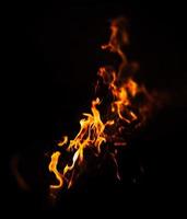 Flames of bonfire at night photo