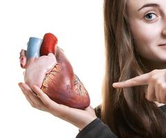 Young woman with heart in hand photo