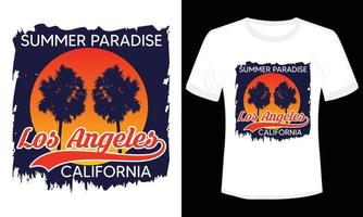 paraíso de verano los angeles california diseño de camiseta vector