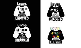 Level 100 days of school unlocked-Level Unlocked design. kids t shirt bundles . vector