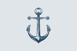 Hand drawing vintage anchor ocean theme isolated on white background. vector