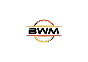 logotipo de forma de mandala de realeza de letra bwm. logotipo de arte de pincel bwm. logotipo de bwm para una empresa, negocio y uso comercial. vector