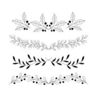 hand drawn black and white border leaves vector illustration